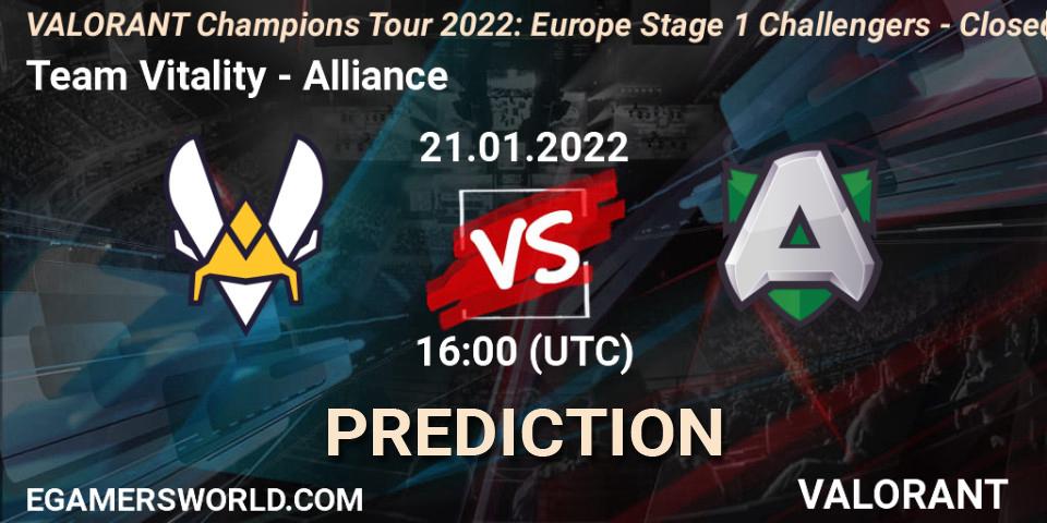 Team Vitality - Alliance: Maç tahminleri. 21.01.2022 at 16:00, VALORANT, VCT 2022: Europe Stage 1 Challengers - Closed Qualifier 2