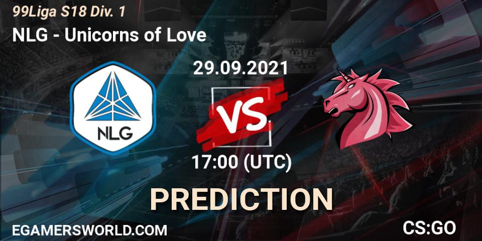 NLG - Unicorns of Love: Maç tahminleri. 29.09.2021 at 17:00, Counter-Strike (CS2), 99Liga S18 Div. 1
