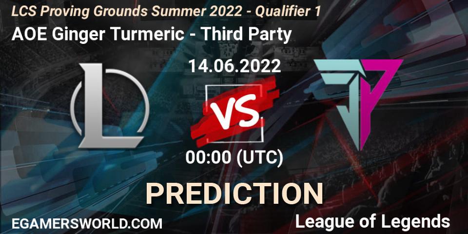 AOE Ginger Turmeric - Third Party: Maç tahminleri. 14.06.2022 at 00:00, LoL, LCS Proving Grounds Summer 2022 - Qualifier 1
