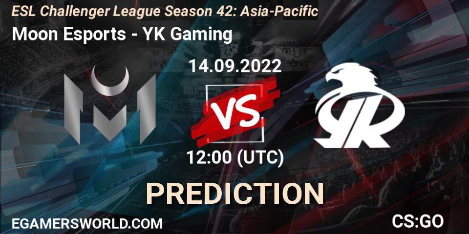 Moon Esports - YK Gaming: Maç tahminleri. 14.09.22, CS2 (CS:GO), ESL Challenger League Season 42: Asia-Pacific