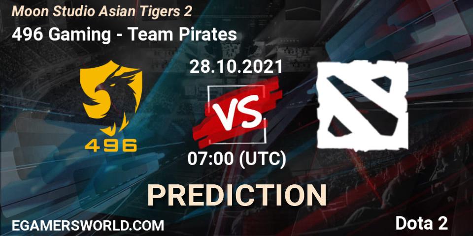 496 Gaming - Team Pirates: Maç tahminleri. 28.10.2021 at 07:08, Dota 2, Moon Studio Asian Tigers 2