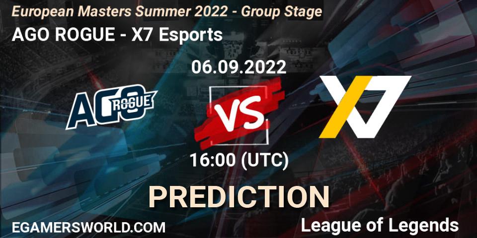 AGO ROGUE - X7 Esports: Maç tahminleri. 06.09.2022 at 16:00, LoL, European Masters Summer 2022 - Group Stage