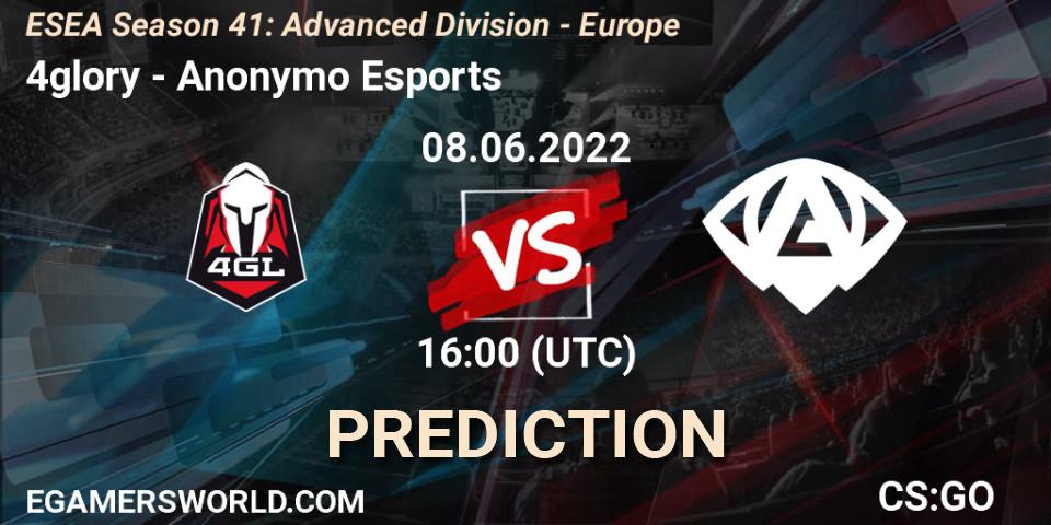 4glory - Anonymo Esports: Maç tahminleri. 08.06.2022 at 16:00, Counter-Strike (CS2), ESEA Season 41: Advanced Division - Europe