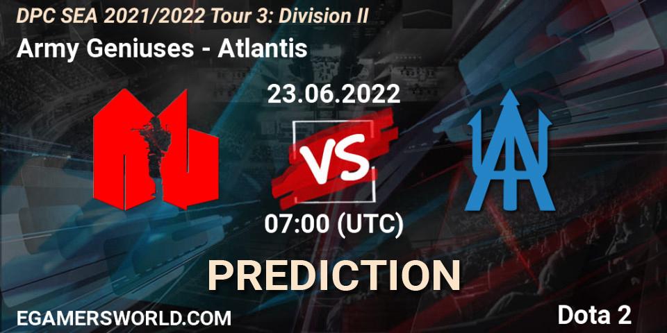 Army Geniuses - Atlantis: Maç tahminleri. 23.06.22, Dota 2, DPC SEA 2021/2022 Tour 3: Division II