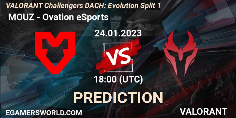  MOUZ - Ovation eSports: Maç tahminleri. 24.01.2023 at 18:00, VALORANT, VALORANT Challengers 2023 DACH: Evolution Split 1