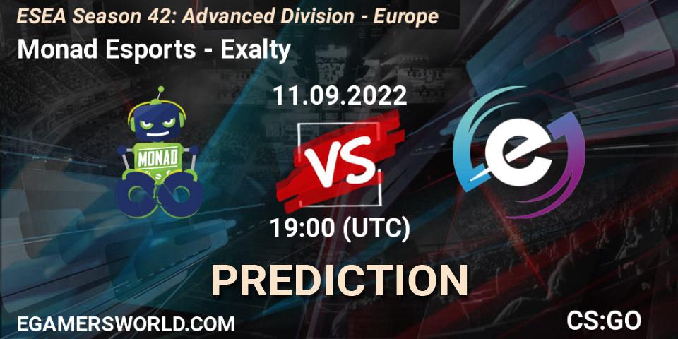 Monad Esports - Exalty: Maç tahminleri. 11.09.2022 at 19:00, Counter-Strike (CS2), ESEA Season 42: Advanced Division - Europe