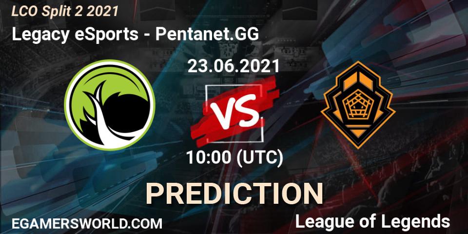 Legacy eSports - Pentanet.GG: Maç tahminleri. 23.06.21, LoL, LCO Split 2 2021