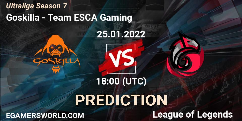 Goskilla - Team ESCA Gaming: Maç tahminleri. 25.01.2022 at 18:00, LoL, Ultraliga Season 7