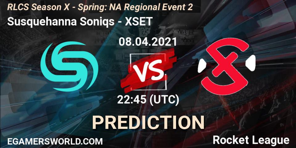 Susquehanna Soniqs - XSET: Maç tahminleri. 08.04.2021 at 22:45, Rocket League, RLCS Season X - Spring: NA Regional Event 2
