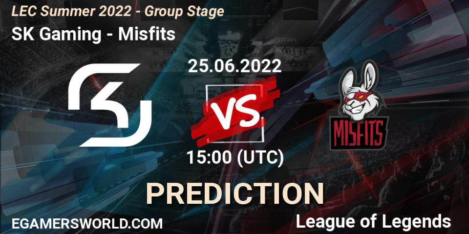 SK Gaming - Misfits Gaming: Maç tahminleri. 25.06.22, LoL, LEC Summer 2022 - Group Stage