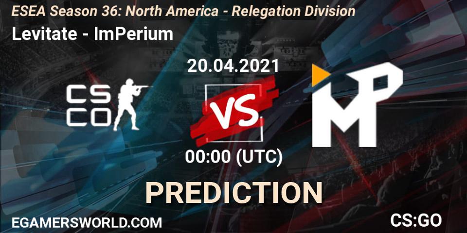 Levitate - ImPerium: Maç tahminleri. 20.04.2021 at 00:00, Counter-Strike (CS2), ESEA Season 36: North America - Relegation Division