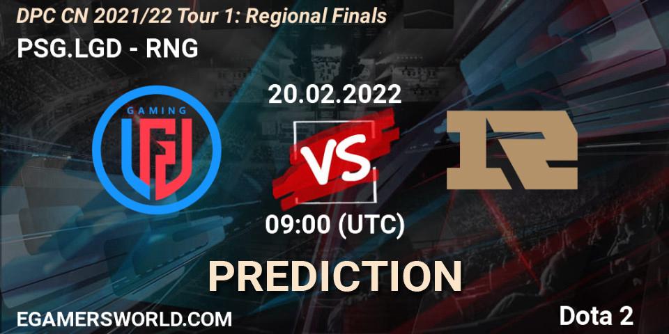 PSG.LGD - RNG: Maç tahminleri. 20.02.2022 at 09:12, Dota 2, DPC CN 2021/22 Tour 1: Regional Finals