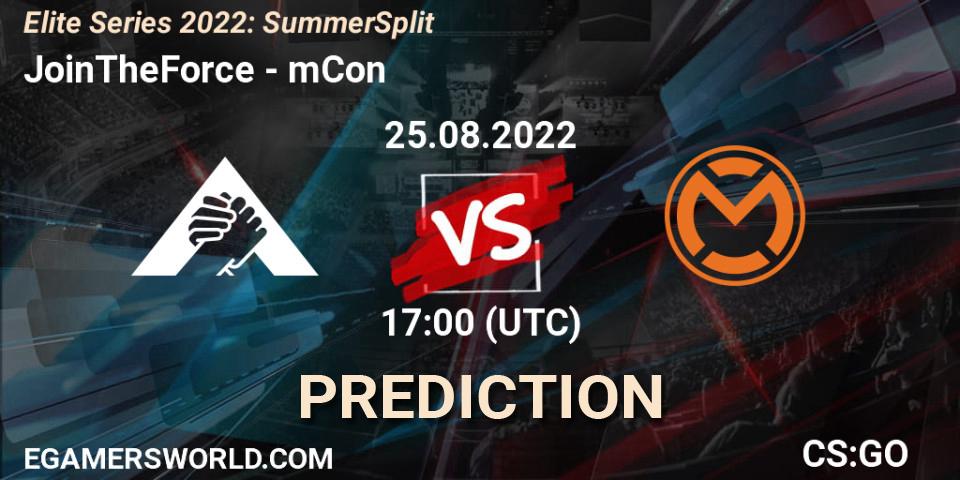 JoinTheForce - mCon: Maç tahminleri. 25.08.2022 at 17:00, Counter-Strike (CS2), Elite Series 2022: Summer Split