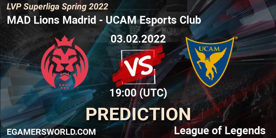 MAD Lions Madrid - UCAM Esports Club: Maç tahminleri. 03.02.2022 at 19:00, LoL, LVP Superliga Spring 2022