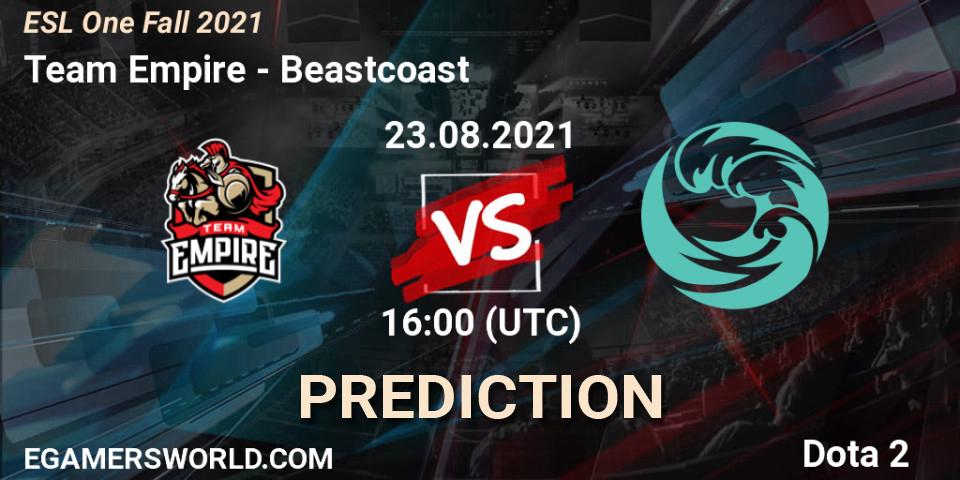 Team Empire - Beastcoast: Maç tahminleri. 24.08.2021 at 16:00, Dota 2, ESL One Fall 2021