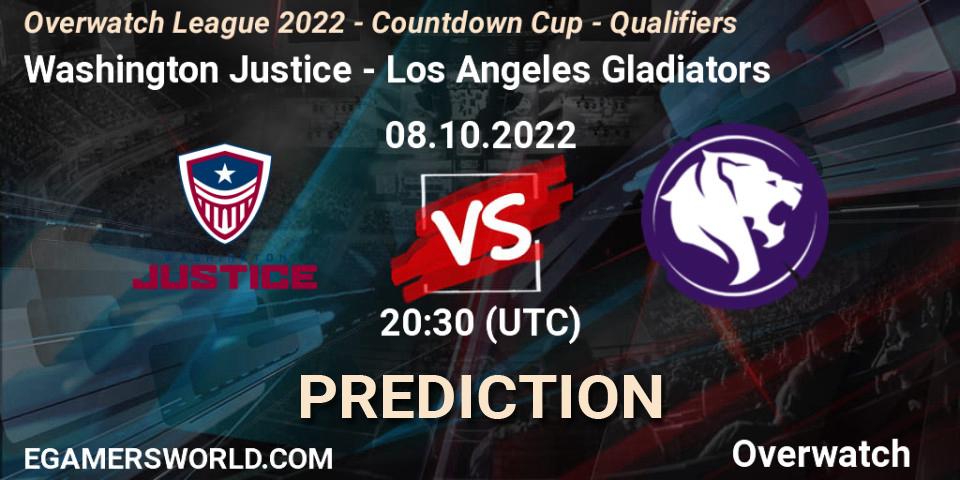 Washington Justice - Los Angeles Gladiators: Maç tahminleri. 08.10.2022 at 20:45, Overwatch, Overwatch League 2022 - Countdown Cup - Qualifiers