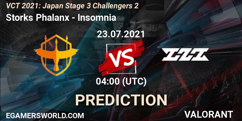 Storks Phalanx - Insomnia: Maç tahminleri. 23.07.2021 at 04:00, VALORANT, VCT 2021: Japan Stage 3 Challengers 2