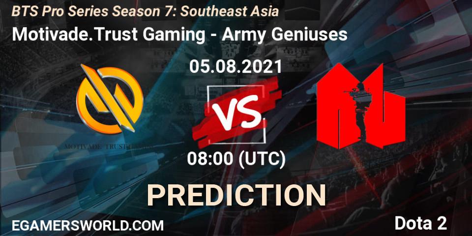Motivade.Trust Gaming - Army Geniuses: Maç tahminleri. 05.08.2021 at 08:39, Dota 2, BTS Pro Series Season 7: Southeast Asia