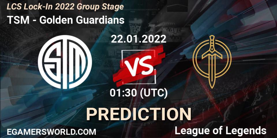TSM - Golden Guardians: Maç tahminleri. 22.01.2022 at 01:30, LoL, LCS Lock-In 2022 Group Stage