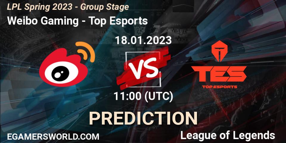 Weibo Gaming - Top Esports: Maç tahminleri. 18.01.2023 at 12:00, LoL, LPL Spring 2023 - Group Stage