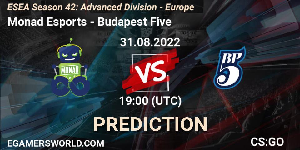 Monad Esports - Budapest Five: Maç tahminleri. 31.08.2022 at 19:00, Counter-Strike (CS2), ESEA Season 42: Advanced Division - Europe