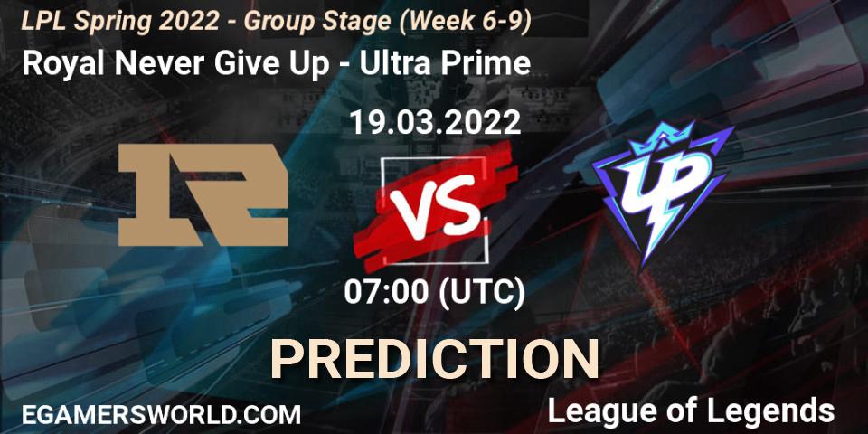 Royal Never Give Up - Ultra Prime: Maç tahminleri. 19.03.2022 at 07:00, LoL, LPL Spring 2022 - Group Stage (Week 6-9)