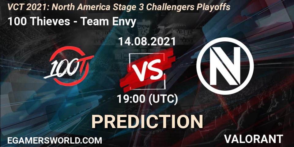 100 Thieves - Team Envy: Maç tahminleri. 14.08.2021 at 19:00, VALORANT, VCT 2021: North America Stage 3 Challengers Playoffs