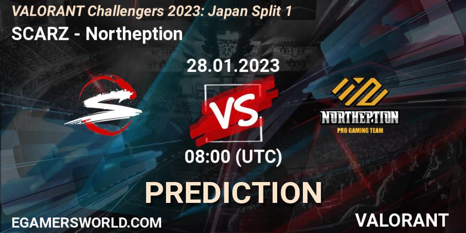 SCARZ - Northeption: Maç tahminleri. 28.01.23, VALORANT, VALORANT Challengers 2023: Japan Split 1