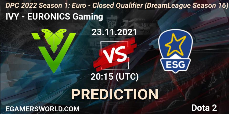 IVY - EURONICS Gaming: Maç tahminleri. 23.11.2021 at 20:29, Dota 2, DPC 2022 Season 1: Euro - Closed Qualifier (DreamLeague Season 16)