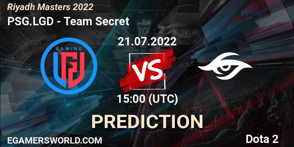 PSG.LGD - Team Secret: Maç tahminleri. 21.07.22, Dota 2, Riyadh Masters 2022