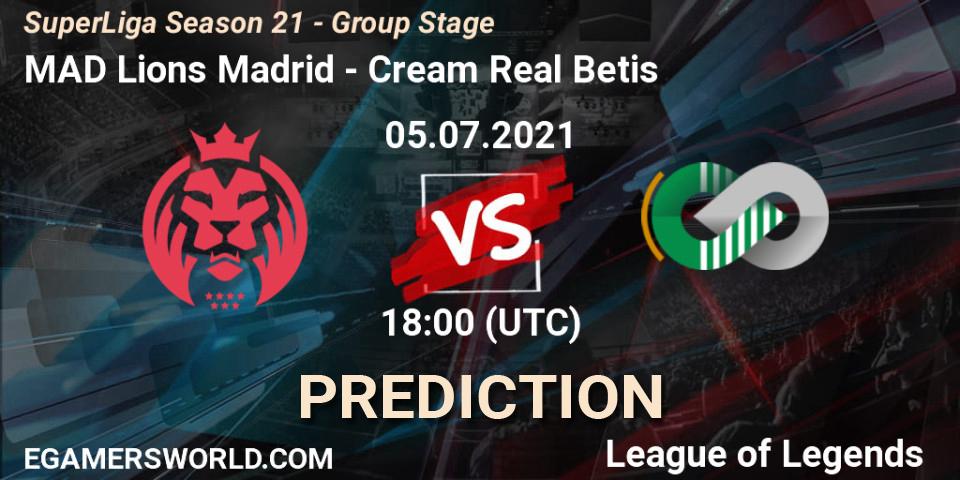 MAD Lions Madrid - Cream Real Betis: Maç tahminleri. 05.07.2021 at 18:00, LoL, SuperLiga Season 21 - Group Stage 