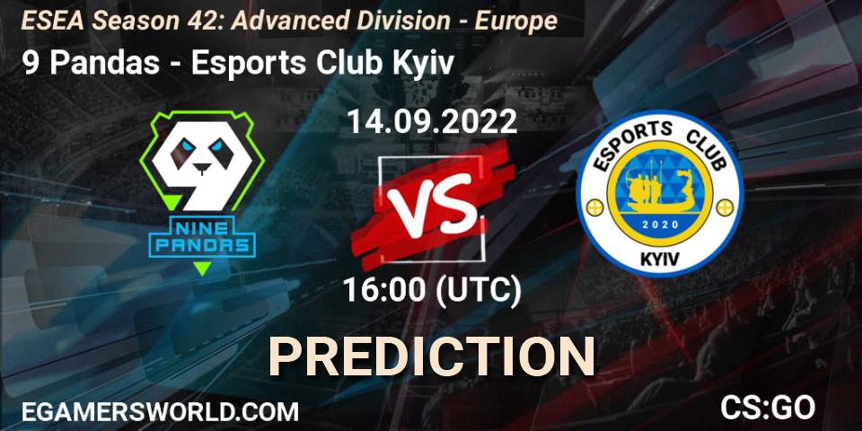 9 Pandas - Esports Club Kyiv: Maç tahminleri. 14.09.2022 at 17:00, Counter-Strike (CS2), ESEA Season 42: Advanced Division - Europe