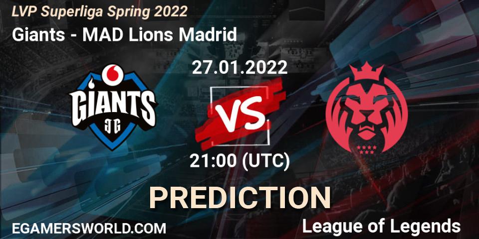 Giants - MAD Lions Madrid: Maç tahminleri. 27.01.2022 at 21:00, LoL, LVP Superliga Spring 2022