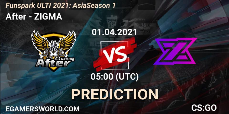 After - ZIGMA: Maç tahminleri. 01.04.2021 at 05:15, Counter-Strike (CS2), Funspark ULTI 2021: Asia Season 1