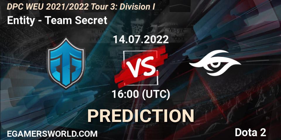 Entity - Team Secret: Maç tahminleri. 14.07.2022 at 16:35, Dota 2, DPC WEU 2021/2022 Tour 3: Division I