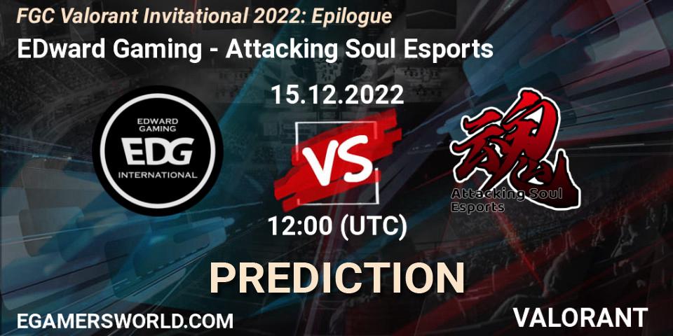 EDward Gaming - Attacking Soul Esports: Maç tahminleri. 15.12.2022 at 12:00, VALORANT, FGC Valorant Invitational 2022: Epilogue