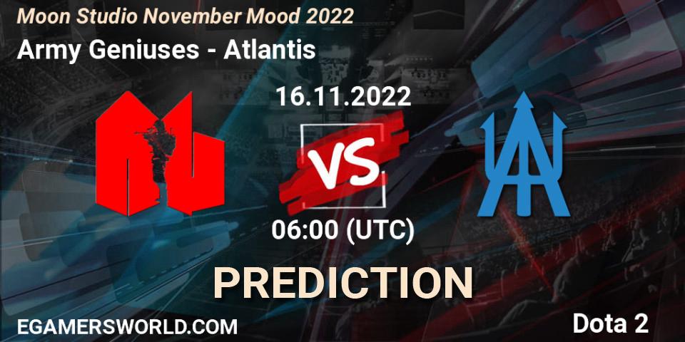 Army Geniuses - Atlantis: Maç tahminleri. 16.11.22, Dota 2, Moon Studio November Mood 2022