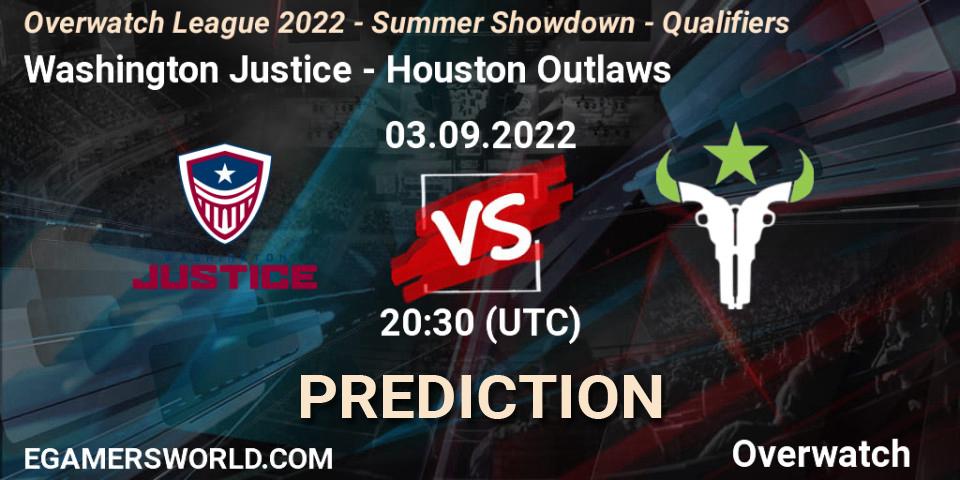 Washington Justice - Houston Outlaws: Maç tahminleri. 03.09.2022 at 20:20, Overwatch, Overwatch League 2022 - Summer Showdown - Qualifiers