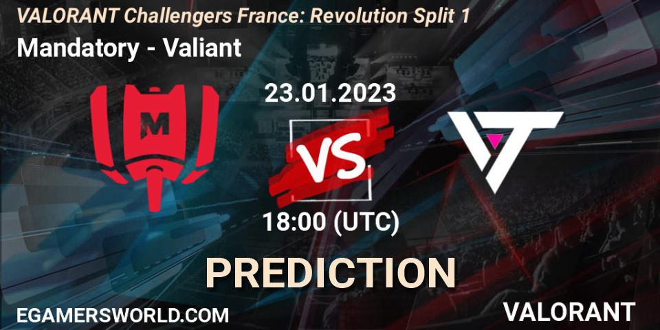 Mandatory - Valiant: Maç tahminleri. 23.01.2023 at 18:00, VALORANT, VALORANT Challengers 2023 France: Revolution Split 1