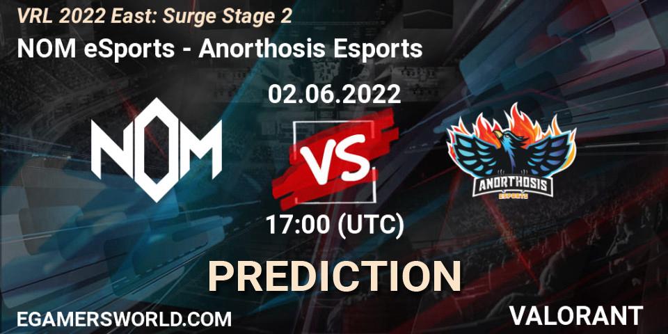 NOM eSports - Anorthosis Esports: Maç tahminleri. 02.06.2022 at 17:20, VALORANT, VRL 2022 East: Surge Stage 2