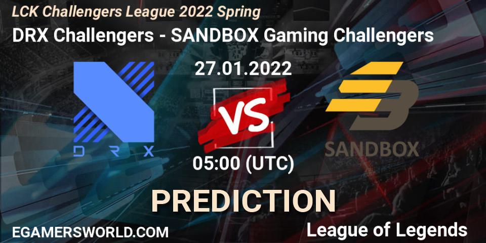 DRX Challengers - SANDBOX Gaming Challengers: Maç tahminleri. 27.01.2022 at 05:00, LoL, LCK Challengers League 2022 Spring