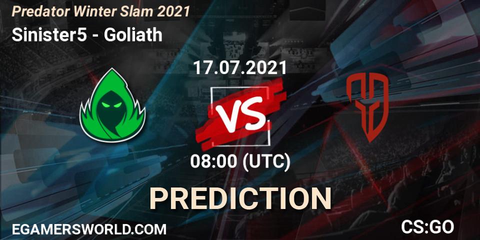 Sinister5 - Goliath: Maç tahminleri. 17.07.21, CS2 (CS:GO), Predator Winter Slam 2021