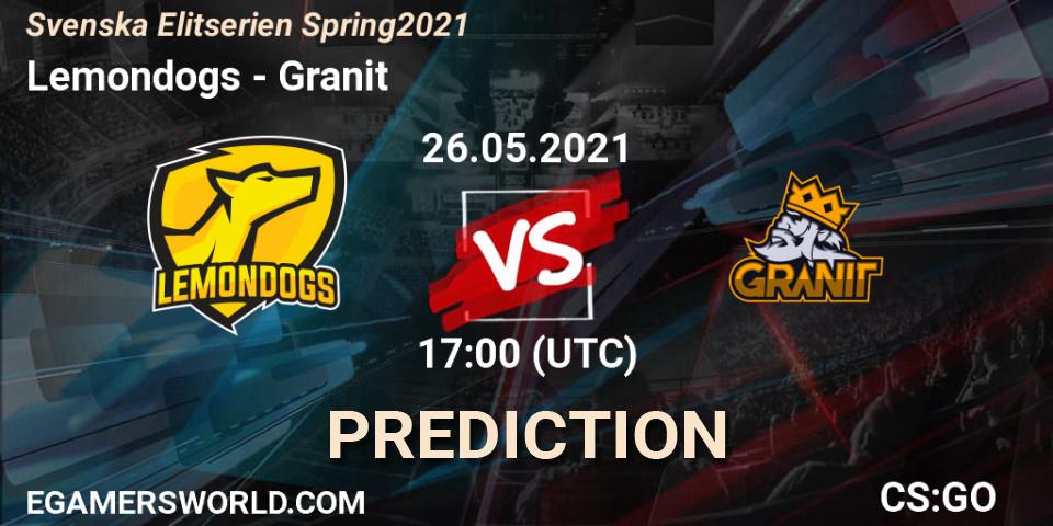Lemondogs - Granit: Maç tahminleri. 26.05.21, CS2 (CS:GO), Svenska Elitserien Spring 2021