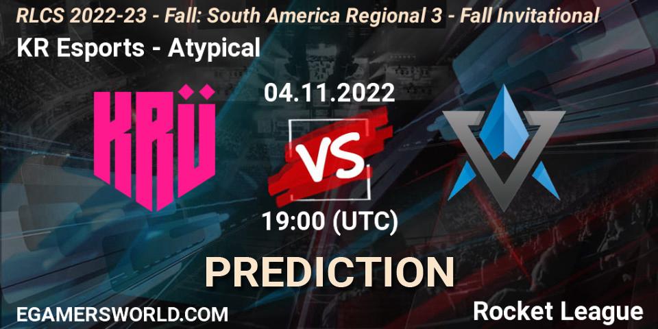 KRÜ Esports - Atypical: Maç tahminleri. 04.11.2022 at 19:00, Rocket League, RLCS 2022-23 - Fall: South America Regional 3 - Fall Invitational