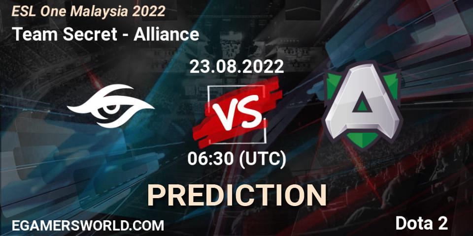 Team Secret - Alliance: Maç tahminleri. 23.08.22, Dota 2, ESL One Malaysia 2022