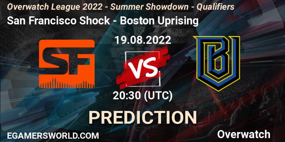 San Francisco Shock - Boston Uprising: Maç tahminleri. 19.08.2022 at 20:30, Overwatch, Overwatch League 2022 - Summer Showdown - Qualifiers