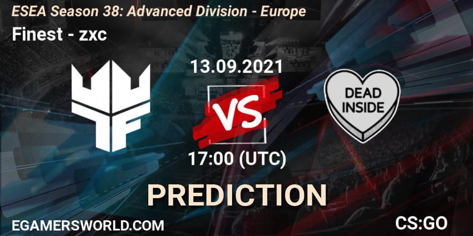 Finest - zxc: Maç tahminleri. 13.09.2021 at 17:00, Counter-Strike (CS2), ESEA Season 38: Advanced Division - Europe