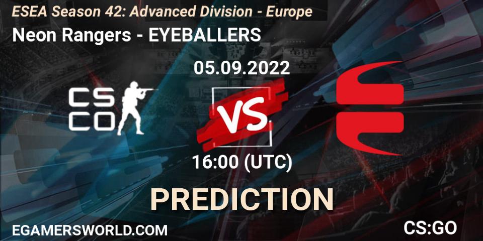 Neon Rangers - EYEBALLERS: Maç tahminleri. 05.09.2022 at 16:00, Counter-Strike (CS2), ESEA Season 42: Advanced Division - Europe