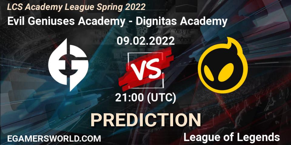 Evil Geniuses Academy - Dignitas Academy: Maç tahminleri. 09.02.22, LoL, LCS Academy League Spring 2022
