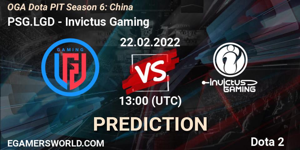 PSG.LGD - Invictus Gaming: Maç tahminleri. 22.02.2022 at 12:25, Dota 2, OGA Dota PIT Season 6: China